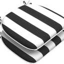 DYTXIII Set of 2 Outdoor Chair Cushions with Ties,Water Repellent Patio Chair Pads 17"x 16" for Outdoor Furniture,Round Corner Seat Cushions for Garden Yard Kitchen Cabana Black, Pack of 2