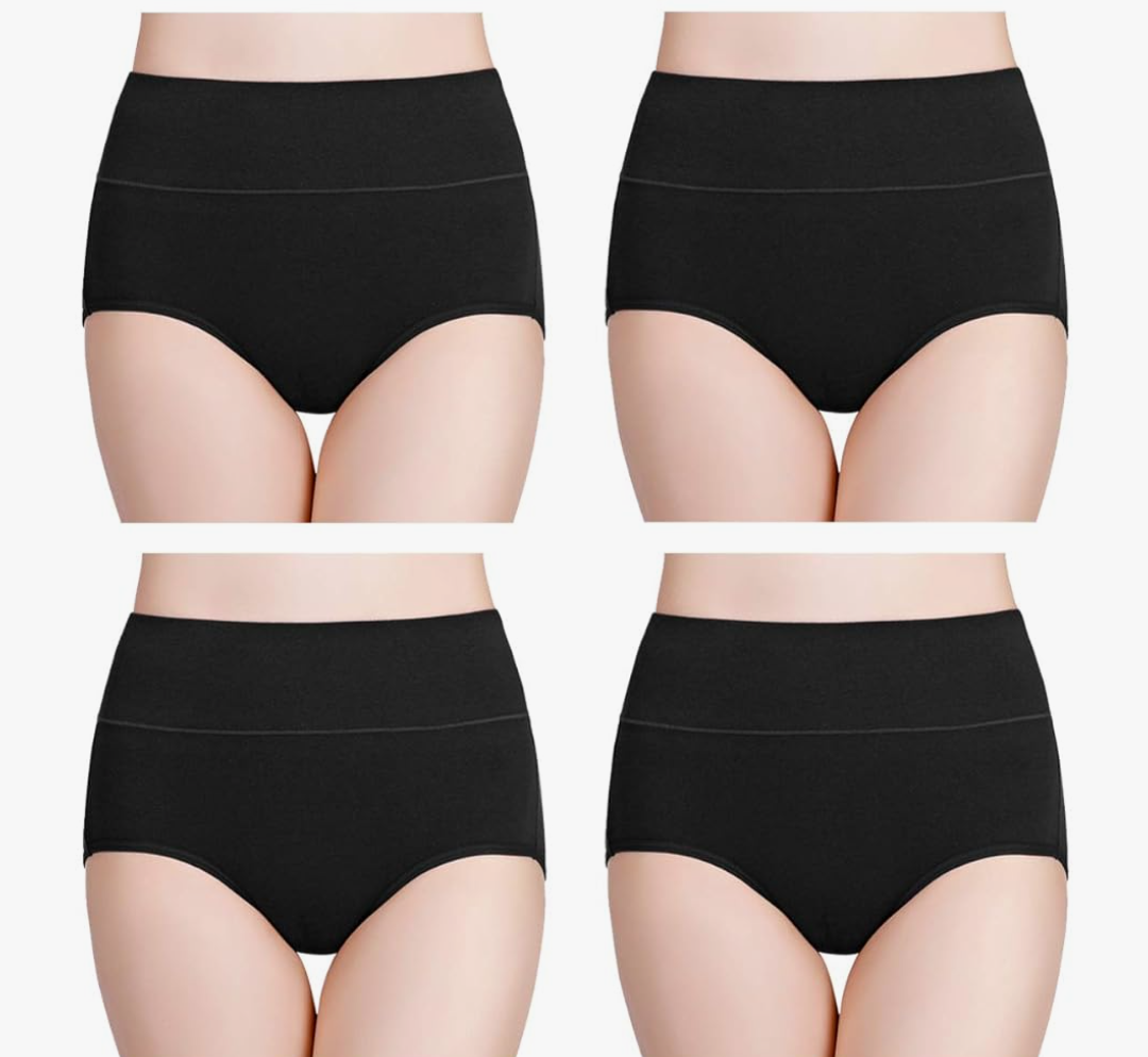 wirarpa Women's Cotton Underwear High Waisted Ladies Panties Full Coverage Briefs 4 Pack (Regular & Plus Size),4 XL