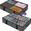 Onlyeasy 2 Pack Under Bed Shoes Storage Bag Organizer (14+4 Pairs), Collapsible Shoe Boot Container with Handles, Underbed Storage Solution for Kids & Adults, 86x60x15cm, Linen-like Black, MXAUBS14S4