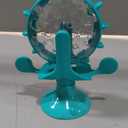 Cat Dog Treat Dispenser Toy - Cat Interactive Feeder Pet Food Toys Feeder 360 Degree Rotating Food Leakage Device Rotate with Strong Suction Cup Money Wheel Shape (Lake Blue)