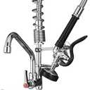 Commercial Faucet with Sprayer 21" Height 8" Center Wall Mount Kitchen Sink Faucet Brass Constructed Polished Chrome Pre-Rinse Device with Spring and 8" Add-on Spout