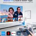 Smart Projector with 4K 8K Support, Android 14 Mini Projector with WiFi6 and Bluetooth5.4, 600 ANSI, Auto Focus & Obstacle Avoidance, 1080P Portable Movie Projector for Home Outdoor, Alwtniet HY350Max