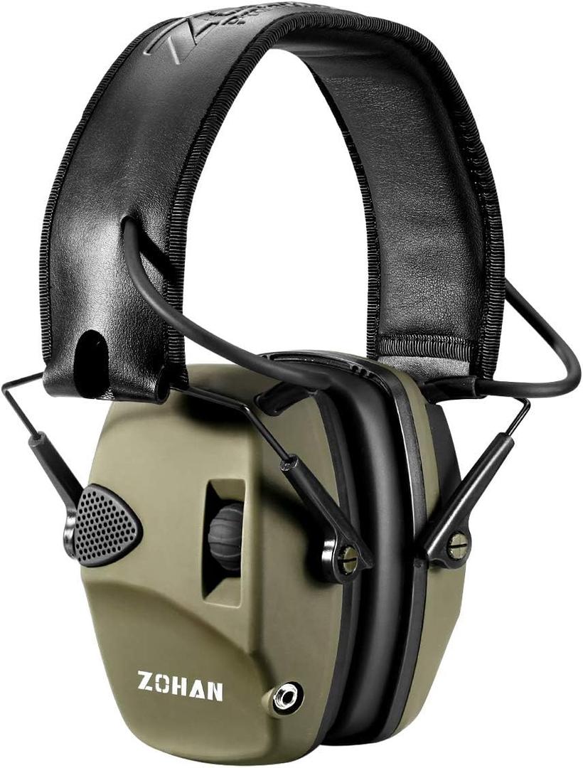 ZOHAN EM054 Electronic Shooting Ear Protection with Sound Amplification, Slim Active Noise Reduction Earmuffs for Gun Range (1pack - Army Green)
