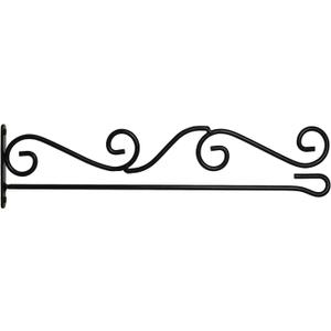 Anley Garden Flags Wall Scroll Hanger - Wrought Iron Horizontal Garden Flag Holder - Weather Resistant & Easy Mounting - Curve Design & Black Matte Coating - H4 x W15