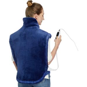 CAROMIO Heating Pad for Neck and Shoulders Back Pain Relief, Electric Weighted Heating Pads with Auto Shut Off Large, Full Body Back Heat Pad Fast Heating, 4 Temperature Settings (Navy Blue, 33"x22")