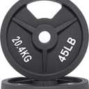 Signature Fitness Olympic 2-Inch Cast Iron Plate Weight Plate for Strength Training and Weightlifting, 45lb pair