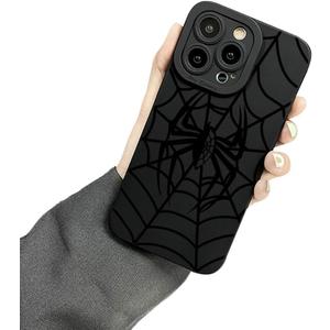 Cute Phone Case Compatible for iPhone 17, Black Spider Web Halloween Designed Soft TPU Anti-Fall Anti-Scratch Shockproof Bumper Protective Phone Cover