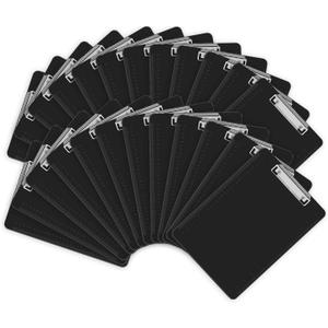 HERKKA 25 Pack Plastic Clipboards, Black, A4 Letter Size, 12.5 x 9 Inch