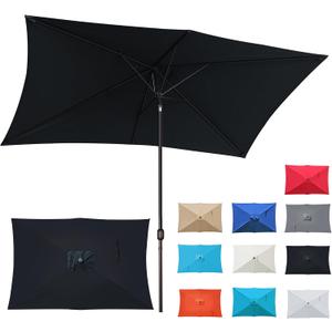 Blissun Rectangular Patio Umbrella, Table Market Umbrella with Tilt and Crank, Outdoor Umbrella for Garden, Deck, Backyard, Pool and Beach