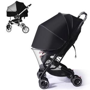 UPF50+ Sunshade Stroller Cover, Universal Breathable 3D Baby Mosquito Net, 2in1 Stroller Sun Shade with TwoWay Zipper, UV Protection, Privacy Netting for Stroller