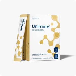 Unicity Unimate Lemon Ginger Yerba Mate Drink Mix Stick Packs | Natural Energy & Focus | Healthy Coffee Alternative | Supports Appetite Control & Mental Clarity | 30 Stick Packs (30-Day Supply) (EXP 03/20/26)