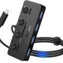 Aceele USB C Hub, USBC to 4-Ports USB 3.0 Hub with Type C Power Port and Individual On/Off Switches, 5Gbps USB C Splitter with 3.3ft Long Extender Cable Compatible for Laptops, MacBook Pro/Air