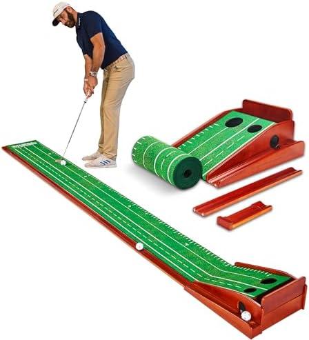 Perfect Practice Golf Putting Mat with Ball Return - Portable Practice Putting Green - Training Aid for Indoor, Outdoor Golf Practice at Home, Office, Backyard - Golfing Gifts for Men