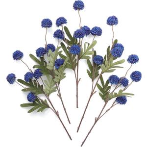 Floroom 5pcs Royal Blue Faux Silk Mums Artificial Flowers, Bulk Fake Small Mini Chrysanthemums with Stems for DIY Wedding Centerpieces Floral Arrangements Vase Fillers Home Decorations