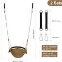 JKsmart 2 Pack Kids Swing Seat, Heavy Duty Rope Play Secure Children Swings Set, Toddler Swing Chair for Outdoor/Indoor/Playground/Home/Tree, with Snap Hooks and Straps,440 lbs Capacity, Brown