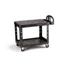 Rubbermaid Commercial Products 2-Shelf Utility/Service Cart, Medium, Flat Shelves, Ergonomic Handle, 500 lbs. Capacity, Ideal for Warehouse/Garage/Cleaning/Manufacturing