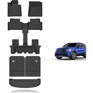 KELCSEECS Floor Mats & Backrest Mats & Cargo Liner for 2021 2022 2023 2024 2025 2026 Kia Sorento(Not for Hybrid) Car Mats Trunk Liner Trunk Mat Kia Sorento Floor Mats Cargo Mat Accessories