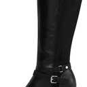 mysoft Women's Knee High Boots Chunky Heel Boots with Zipper (6, Black)