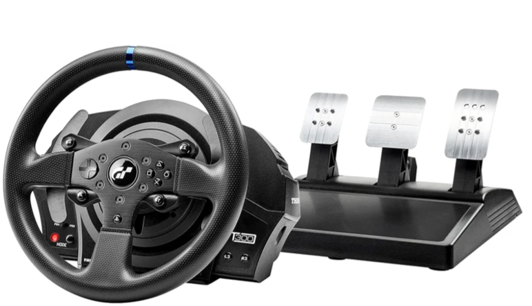Thrustmaster T300RS GT Force Feedback Racing Wheel & 3 Pedal Set - PS5 & PC
Belt-driven motor, changeable rim, expandable with Thrustmaster shifters, for driving. farming simulators, cockpit ready