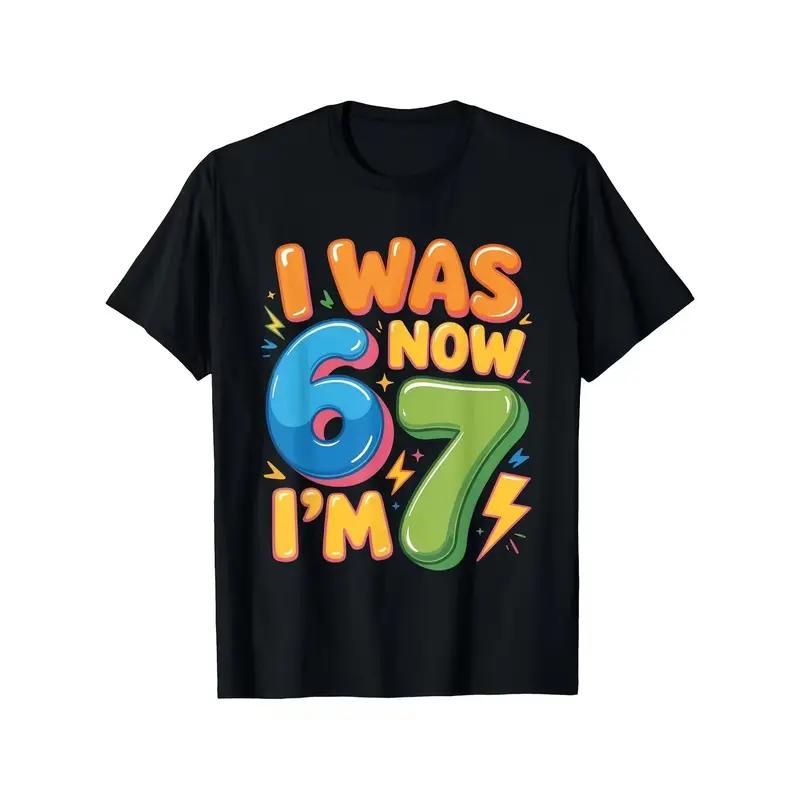 I was 6 Now I'm 7 Year Old Birthday 67 Meme for Kids Boys T-Shirt, Size: S