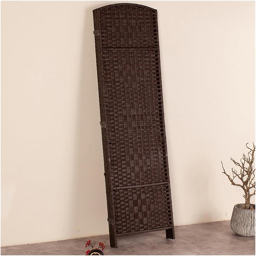 Room Divider, 59in Tall Closed Style Freestanding Privacy Screen, 4/5 Panel Hollow Style Folding Separators Wall for Rooms Home Office, Brown(Brown,15.75x59in-4pcs)