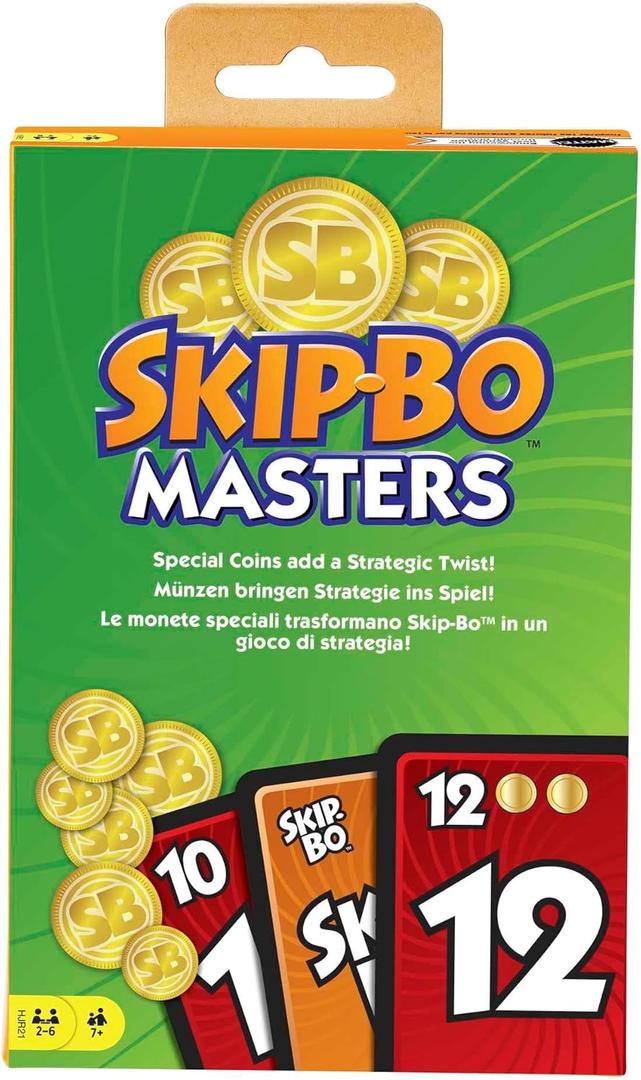 Multicolor Skip Bo Masters Game with Special Strategy Coins for Family Fun
