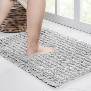 Walensee Bathroom Rug Non Slip Bath Mat (24x17 Inch Light Grey) Water Absorbent Super Soft Shaggy Chenille Machine Washable Dry Extra Thick Perfect Absorbant Best Small Plush Carpet for Shower Floor Walensee Bathroom Rug Non Slip Bath Mat (24x17 Inch Light Grey) Water Absorbent Super Soft Shaggy Chenille Machine Washable Dry Extra Thick Perfect Absorbant Best Small Plush Carpet for Shower Floor