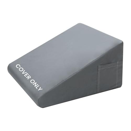 Texstead Bed Wedge Pillow Cover Only 24x24x10 Inch, Silky & Smooth Wedge Pillow Cases, Removable & Machine Washable-Zipper Design Pillowcase LightGray