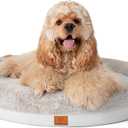 Round Donut Dog Bed Luxury Orthopedic Dog Beds with Memory Foam Calming Bolster Pet Bed, Water-Resistant, Washable Plush Cover, Zipper Small, Medium, Large Dogs & Cats (31 Inches)