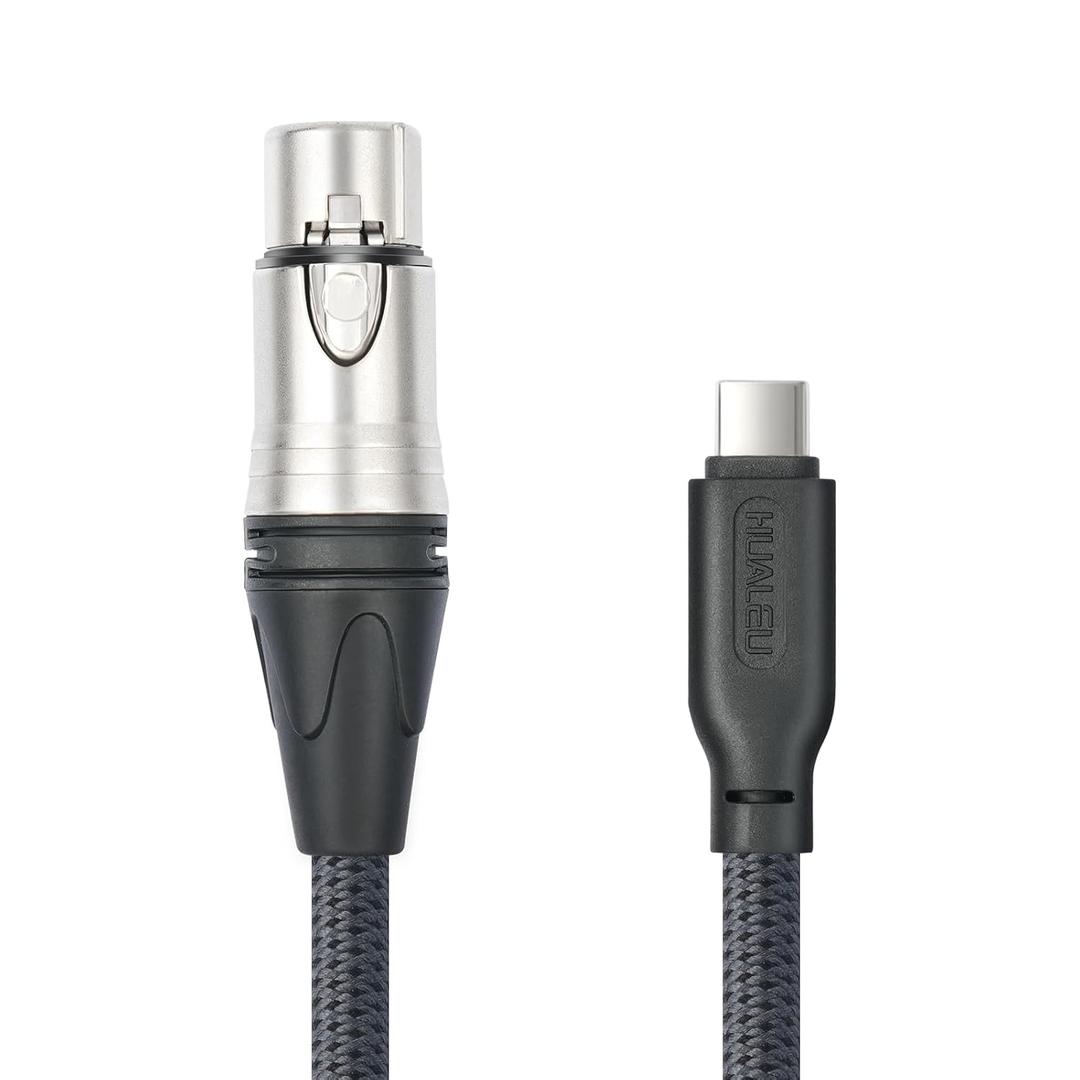 10FTeet USB C to XLR Female Mic Link Converter Cable,21db high gain Female XLR to USB C Micphone Cable for Dynamic Microphone iPhone 15 Pro,ipad,Notebook,Tablet MIC Cable, grey