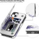 LETO for iPhone 13 Mini Case,Luxury Flip Folio Leather Wallet Cover with Fashion Designs for Girls Women,Built-in Card Slots Kickstand Protective Shell Blooming Purple Flower