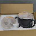 Ceramic Soup Bowls with Vented Lid, 32 Ounce Soup Mug with Handle, 2packs 5 inch Jumbo Soup Cups, Wide Large Cereal Bowl for Oatmeal, Gumbo Salad, Microwave Oven Safe (Grey) (Gray)