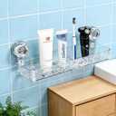 Clear Shower Caddy with Suction Cups, Wall Mounted Bathroom Organizer, Plastic Storage Basket for Shampoo and Soap (Transparent)