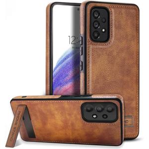 Leather Case with Stand for Samsung Galaxy A53 5G, Shockproof Soft Grip Luxury Cover, Slim with Kickstand Phone Case, Brown
