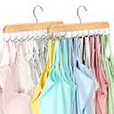 Bra Hanger for Closet, Tank Top Organizer 20 Hooks Capacity Foldable Wood Space Saving Hanger Closet Organizers and Storage for Dorm & Apartment for Tank Top, Hats etc.-2 Pack