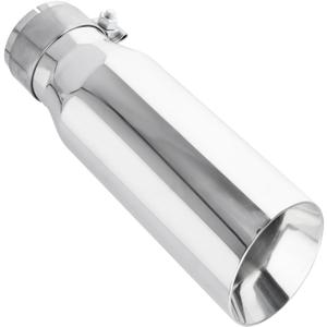 304 Stainless Steel Car Exhaust Tip, 2.5" Inlet, 3" Outlet, 12" Overall Length, Polished Dual-Layer Slant Cut Design, Clamp-On for 2.5-Inch Outside Diameter Tailpipe