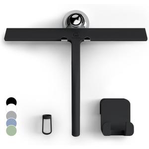 GTEWERK Shower Squeegee for Glass Doors, Silicone Window Squeegee, Bathroom and Glass Cleaning - Black - 11 Inch