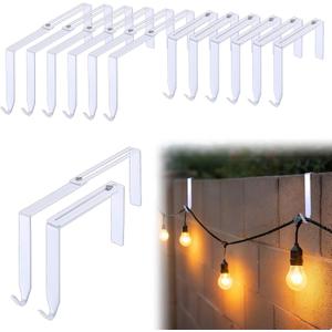 Frienda 12 Pcs Adjustable Outdoor Light String Metal Hooks for 3.2-6 Inch Concrete Wall Cinder Block Fences Hangers Outdoor Light String Hooks No Drill for Concrete Wall Cinder Block and Fence(White)