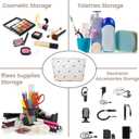 White Soft Makeup Bag, Make Up Brush Bag Pouch, Travel Cosmetic BagsCanvas Makeup Bag for Women and Girls(01White Dots)