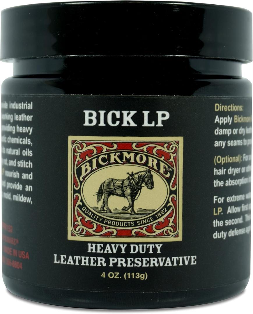 Bickmore Leather Conditioner, Scratch Repair Bick LP 4oz - Heavy Duty LP Leather Preservative | Leather Protector, Softener and Restorer Balm for Dry, Cracked, and Scratched Leather | Made in USA (4 Ounce (Pack of 1))