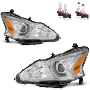 Headlights W/Bulbs for 2013 2014 2015 Nissan Altima 4-Door Sedan Headlamp Replacement Driver & Passenger Side (DOES NOT FIT XENON/HID)