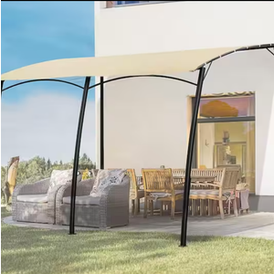 10 ft. x 13 ft. Beige Outdoor Sun Shade Awning Patio Cover with Steel Stand