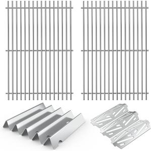 10-Piece Grill Kit for Weber Genesis II 300, Replaces 66802/66795/66685 | Replaces OEM W10432539/W10432544. Fits Whirlpool, KitchenAid, JennAir Gas Ranges. Even Heat, Oil Ridges & Easy Seasoning (26.5" x 18.75" for Weber Genesis II GS4)