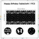 2 x Happy Birthday Tablecloths,108''X54'' Plastic Disposable Sliver Tablecover Table Party Confetti Table Covers Decorations for Halloween Christmas Indoor Outdoor Baby Shower Kids Adults Home Birthday