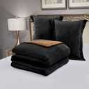Poly Plush Comforter Set, 3 Pieces (Black Caramel, King)