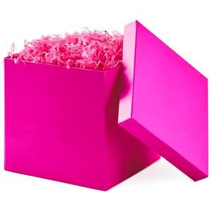 Hallmark Medium Gift Box with Lid and Shredded Paper Fill (Hot Pink 7 inch Box) for Anniversaries, Bridal Showers, Bachelorette, Bridesmaids Gifts, Valentine's Day, All Occasion