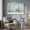 Framed Nature Landscape Wall Art, Large White Forest Canvas Prints Paintings Artwork for Walls, Modern Animal Deer and Bird Pictures for Living Room Bedroom Dining Room Hallway Wall Decor, 24x36 In