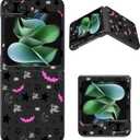 Slim Case for Samsung Galaxy Z Flip 5 with Gothic Skull Moon Stars Bat Designed, Hard PC Shockproof Wireless Charging Cover Women Girls Flip Phone Case for Galaxy Z Flip 5