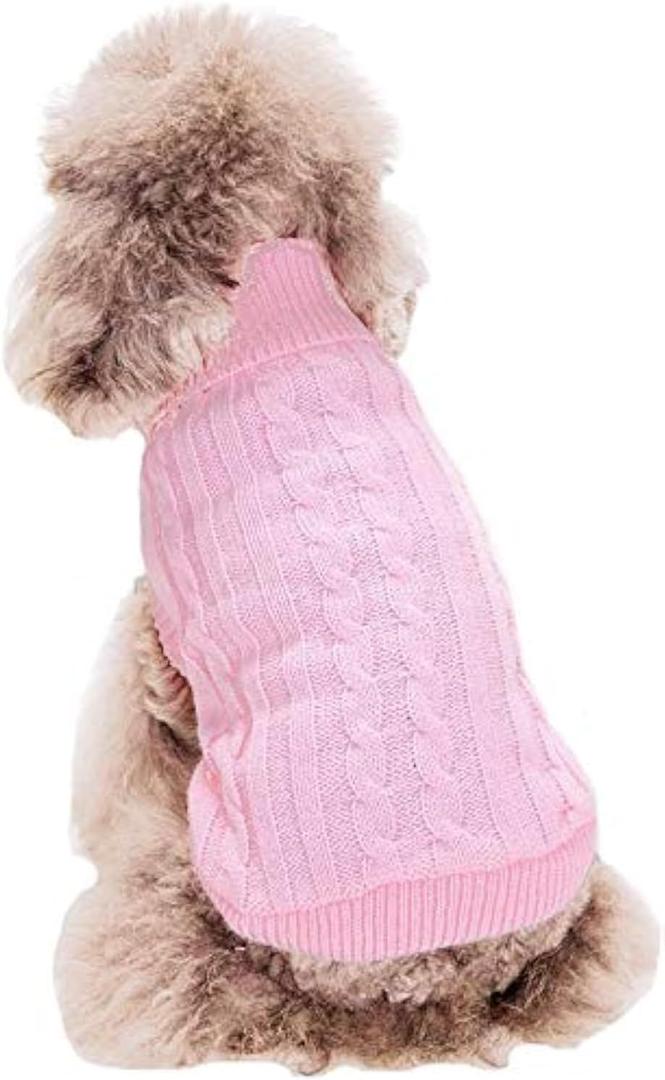 FAMI Dog Clothes Dogs Sweater Soft Puppies Clothing Winter Puppy Sweaters Warm Outfit for Dogs Small XS S Cat Apparel (Pink,X-Small)