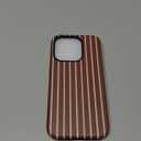 Skyseaco for iPhone 15 Pro Max Case with Magsafe Cute Striped Phone Case, Shockproof Slim Soft TPU and Hard PC Double Layer Protective Cover for Women, Brown